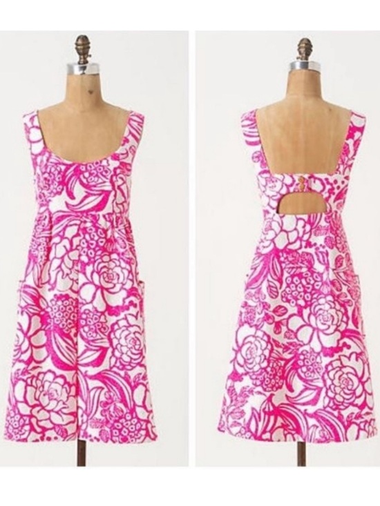 Anthropologie Dresses & Skirts - Anthropologie Vanessa Virginia “Garden Party" Pink White Summer Dress 12